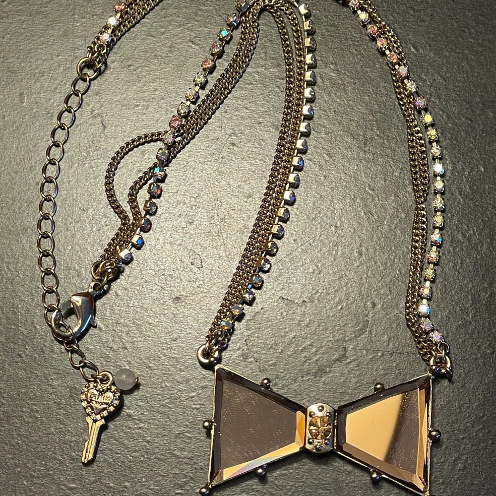 Betsy Johnson Golden Bow with Rhinestone Embellishments Necklace